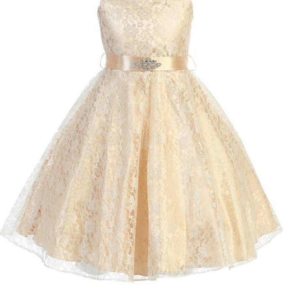 Big Girls Toddler Sleeveless Floral Lace Easter Graduation Flower Girl Dress - Picture 2 of 7